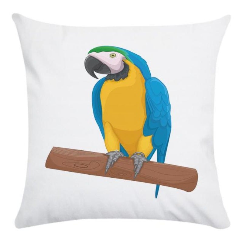 Coussin jaune déco perroquet