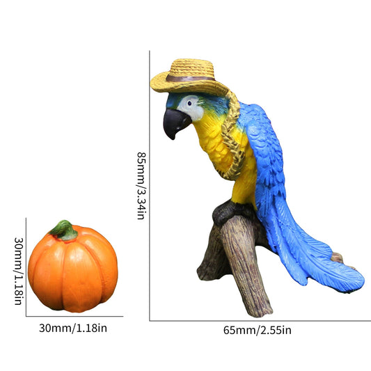 Figurine perroquet jaune et bleu