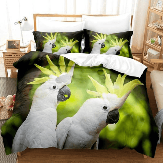 Housse de couette perroquet cacatoes