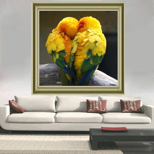Tableau de perroquet amoureux