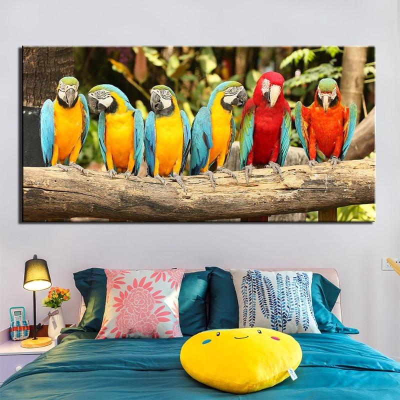 Toile peinte perroquet