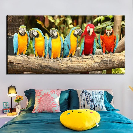 Toile peinte perroquet