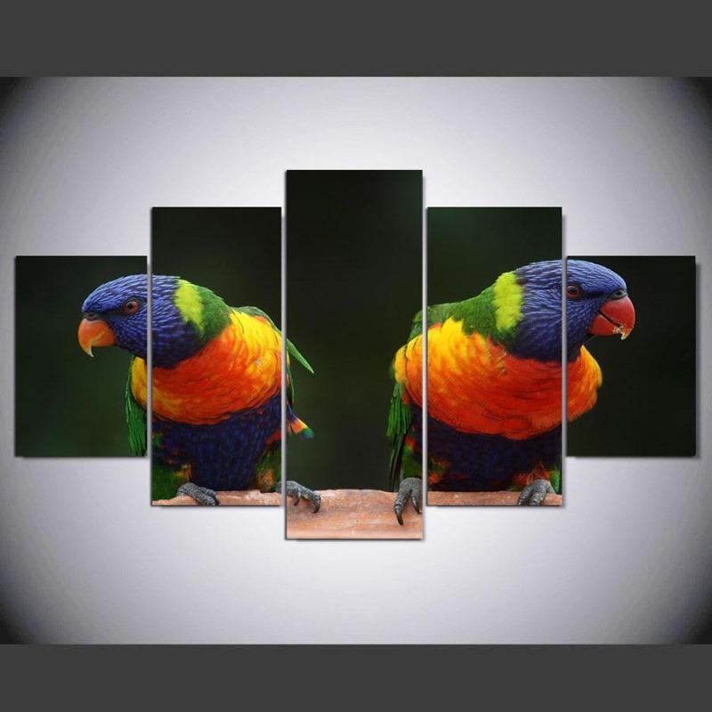 Toile peinture perroquets