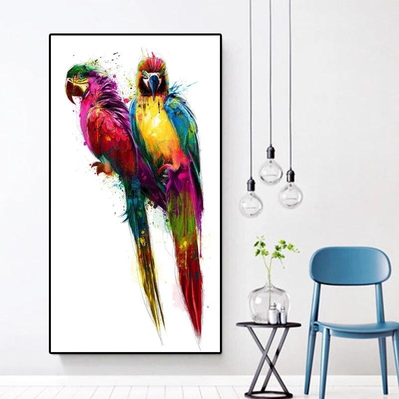 Toile perroquet multicolore
