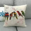 Coussin motif oiseau perroquet