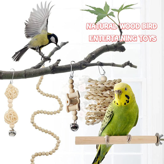Pack des jouets pour oiseaux en bois massif