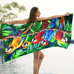 Serviette de plage avec motif perroquet