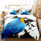 Housse de couette blanche perroquet