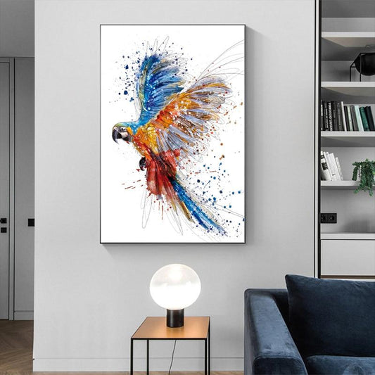 Toile coloré avec perroquet
